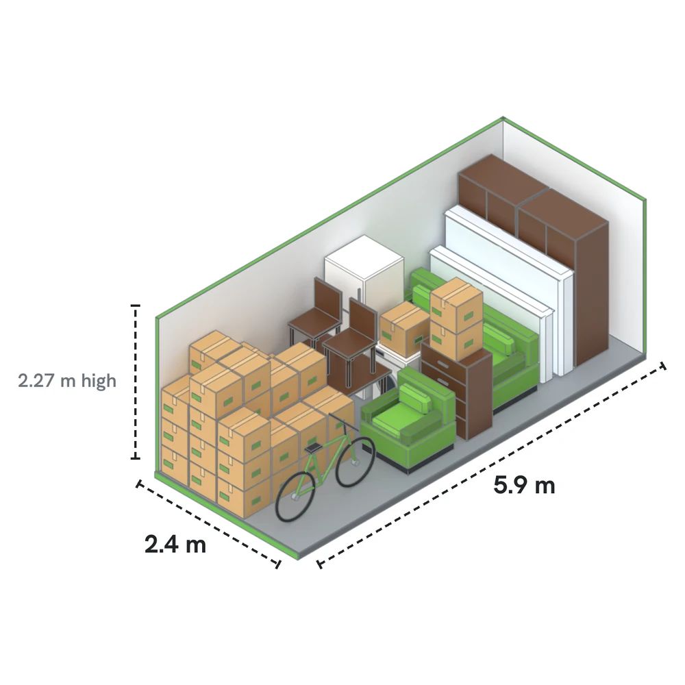 Drive-Up Large drawn to scale with furniture and boxes inside