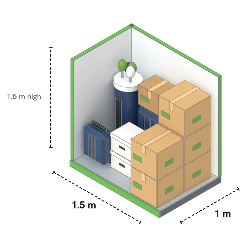Indoor Medium drawn to scale with furniture and boxes inside