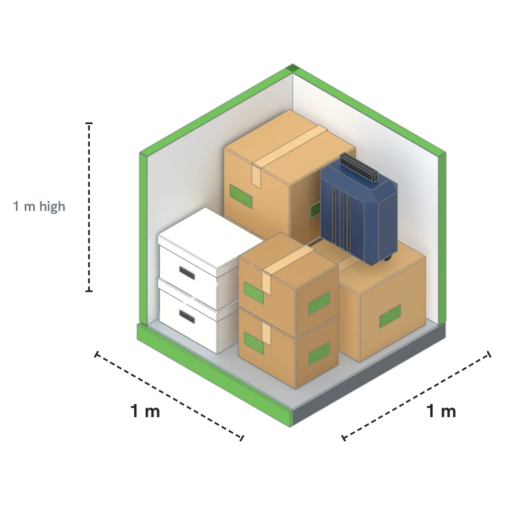 Indoor Small drawn to scale with furniture and boxes inside