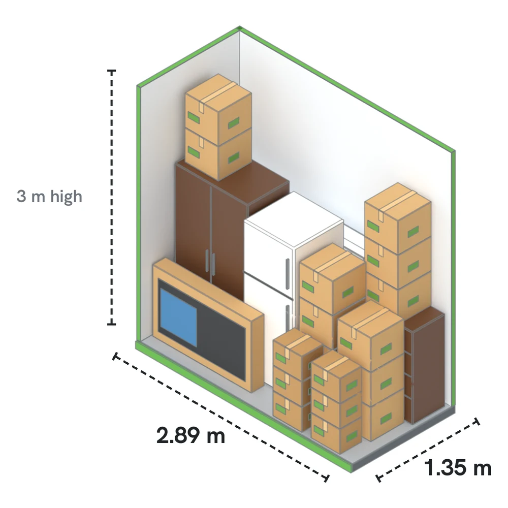Indoor XL drawn to scale with furniture and boxes inside