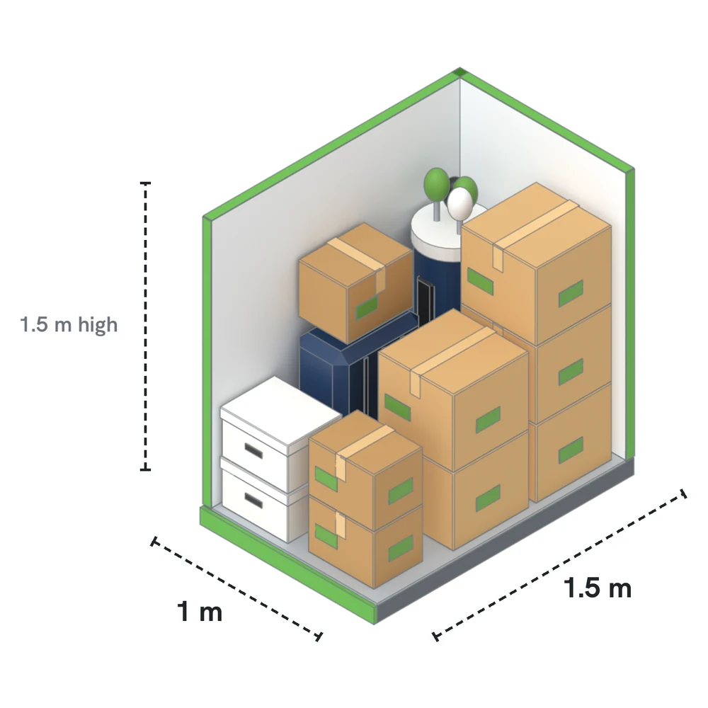 Indoor Medium drawn to scale with furniture and boxes inside